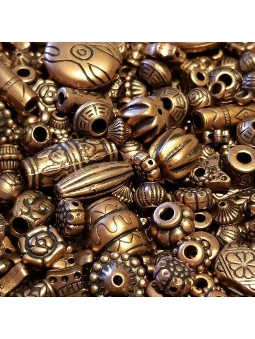 100 Carved Copper Acrylic Beads Mix